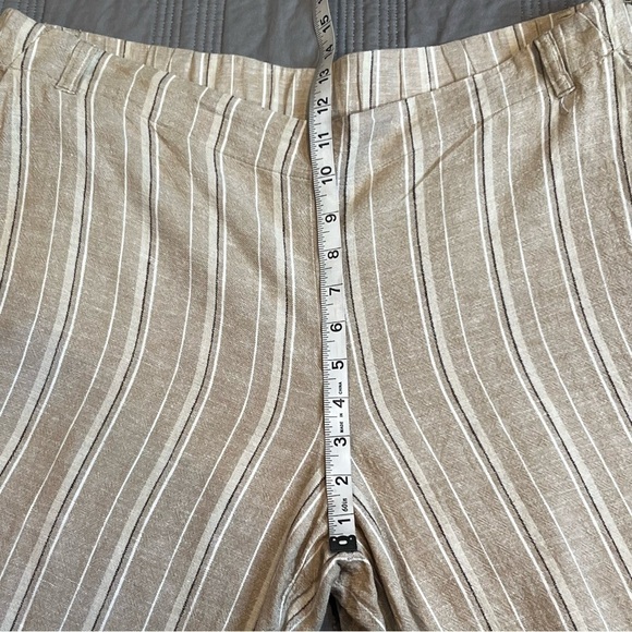 J Jill Womens L Linen Blend Striped Pants Cropped Wide Leg - Picture 7 of 12